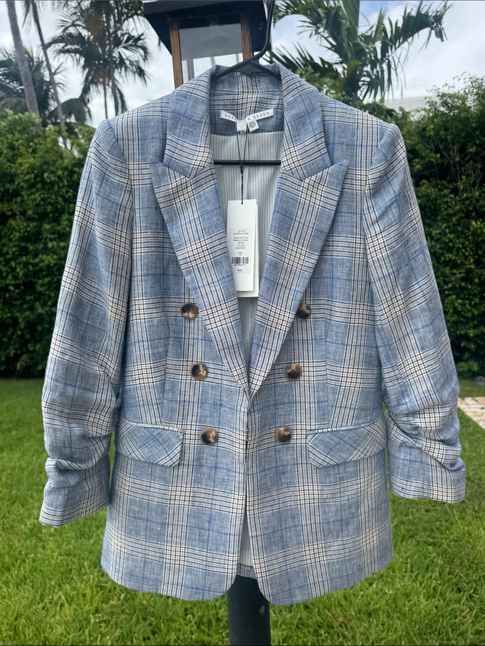 Veronica Beard Beacon Dickey Jacket Blue Multi Double-Breasted Blazer Size 6